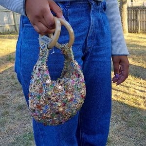 Beaded Wooden Handle Bamboo Trading Company Clutch